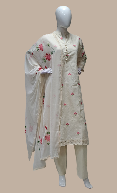 Cream Embroidered Punjabi