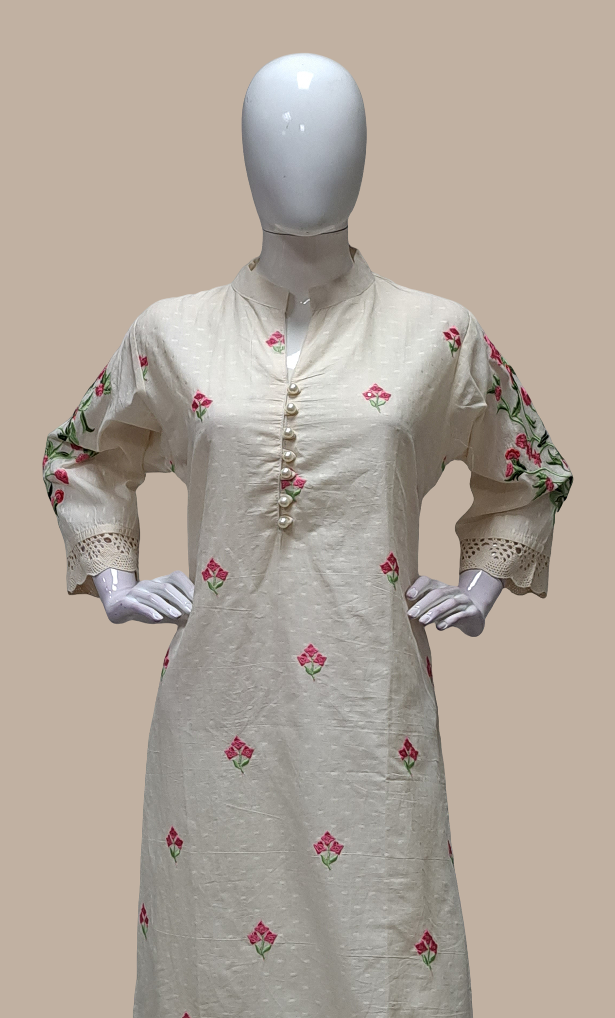 Cream Embroidered Punjabi