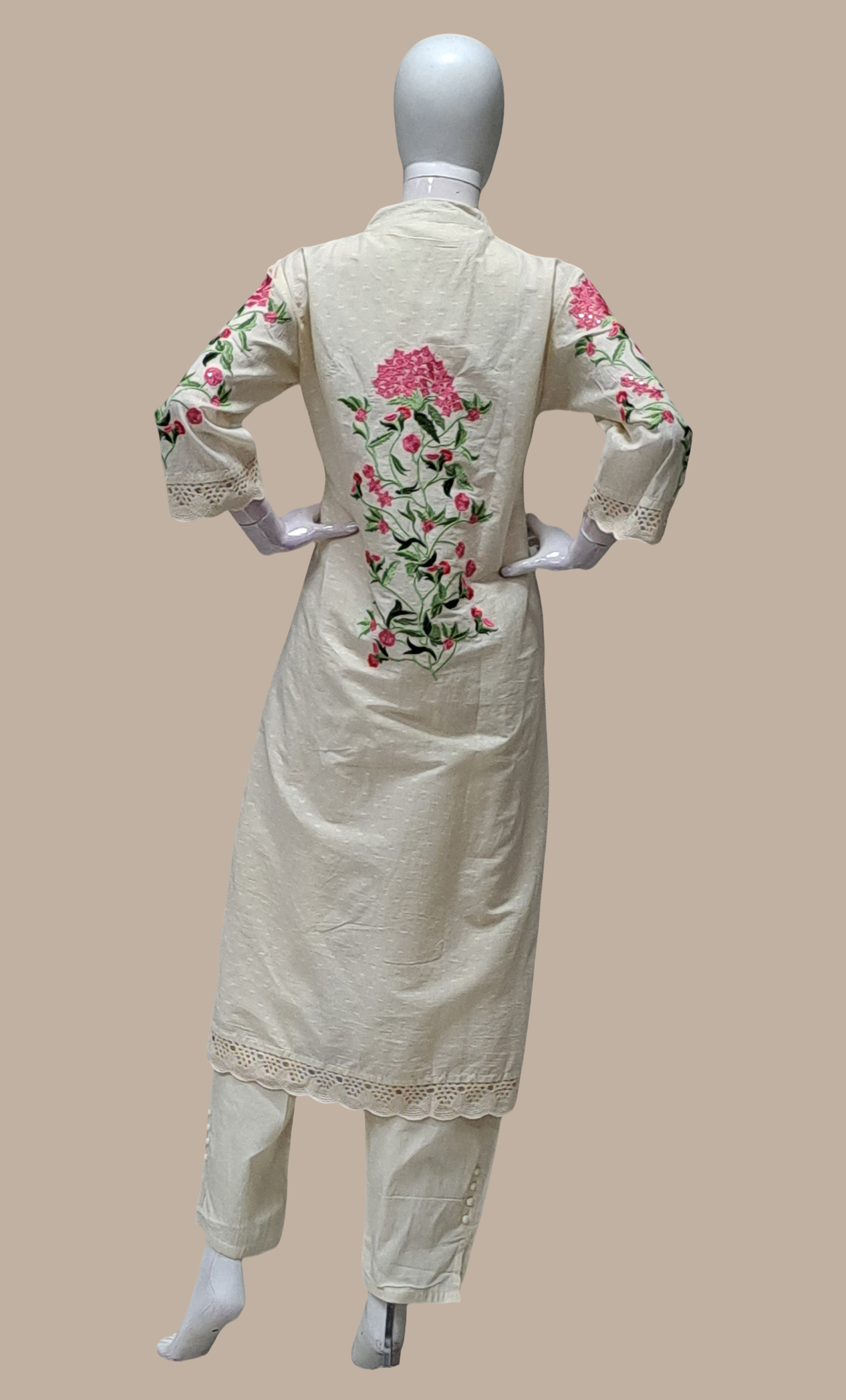 Cream Embroidered Punjabi