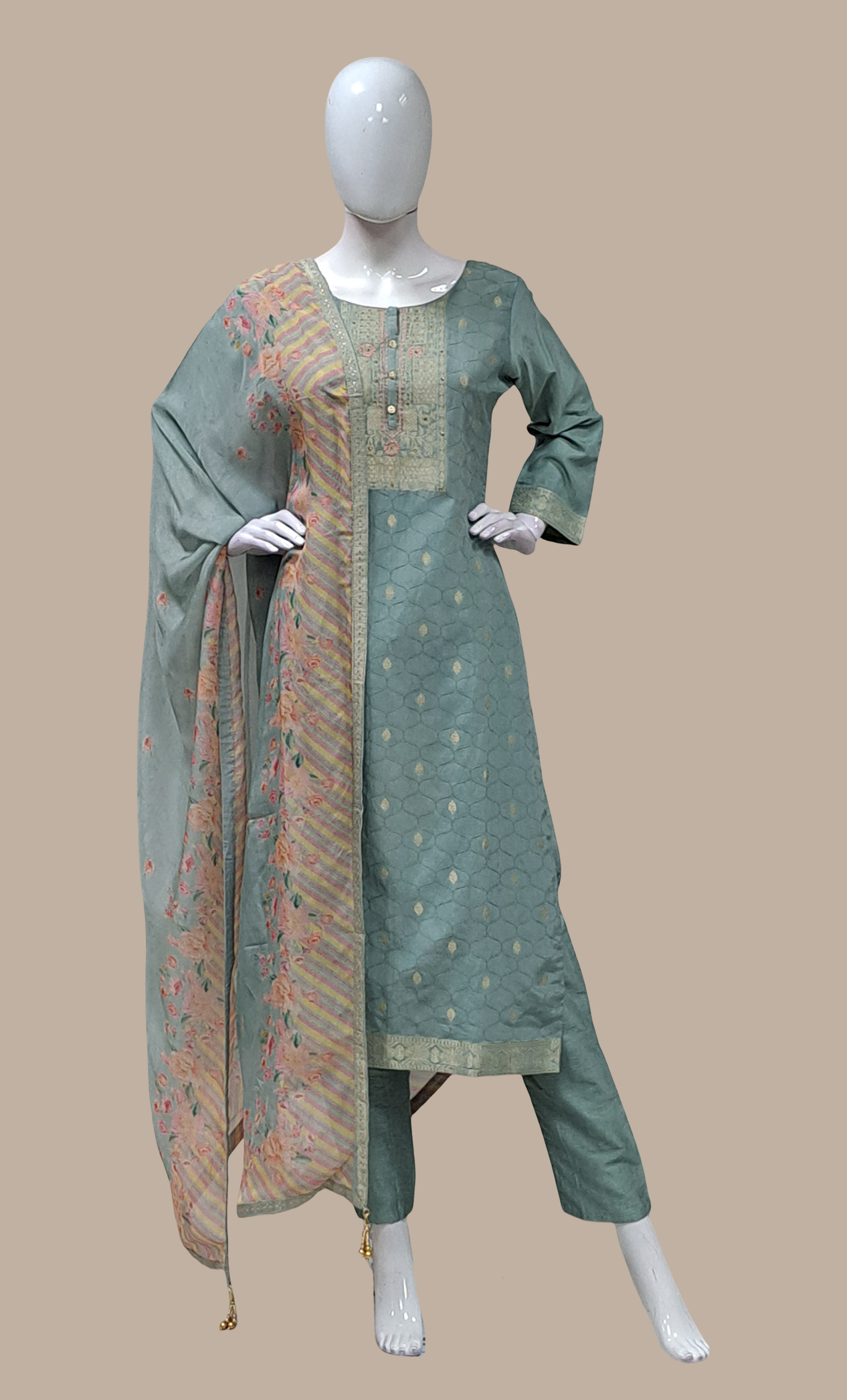 Pale Green Embroidered Punjabi