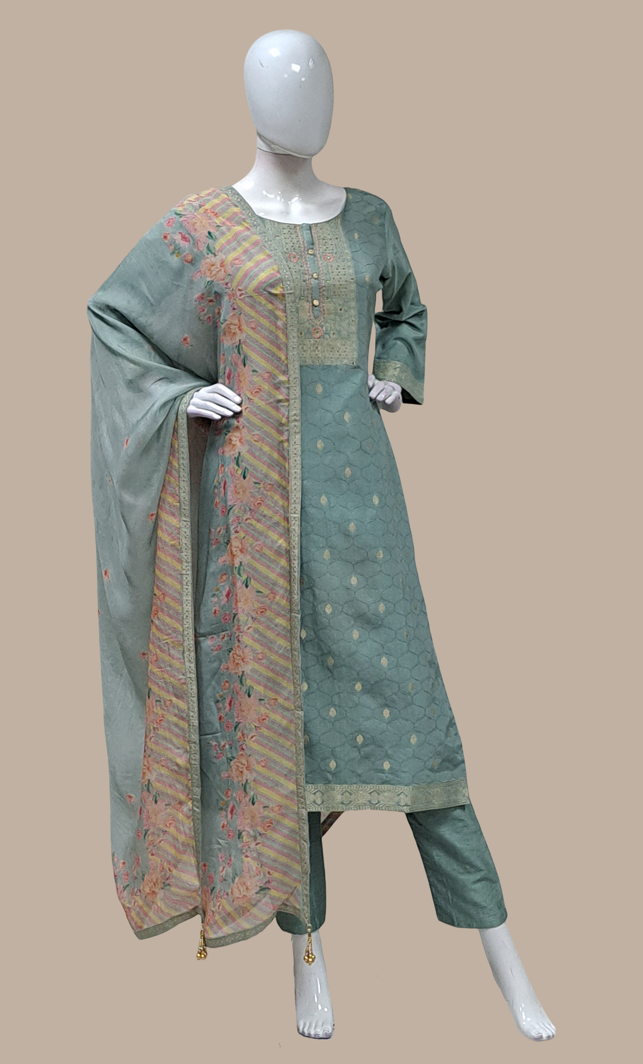 Pale Green Embroidered Punjabi