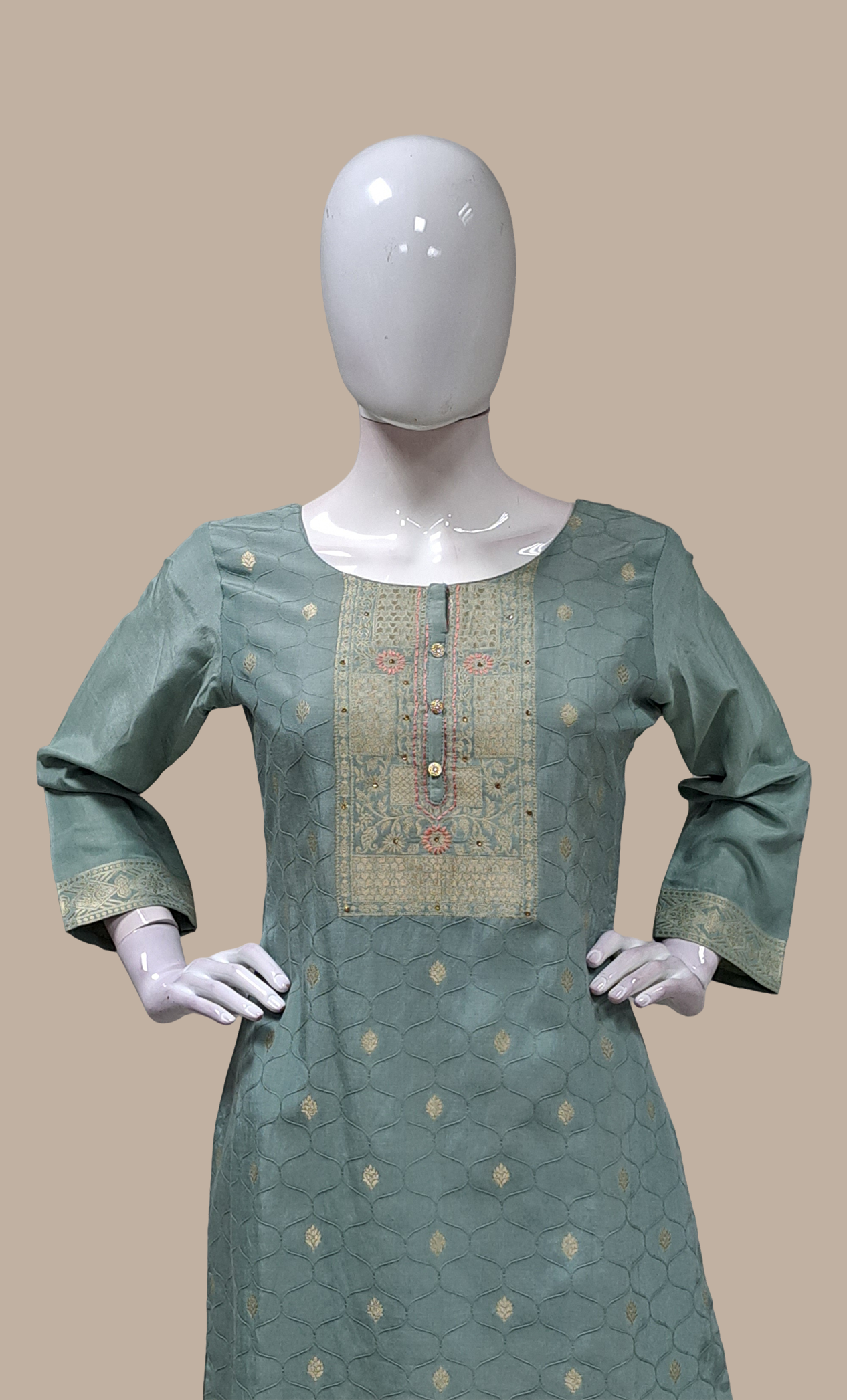 Pale Green Embroidered Punjabi