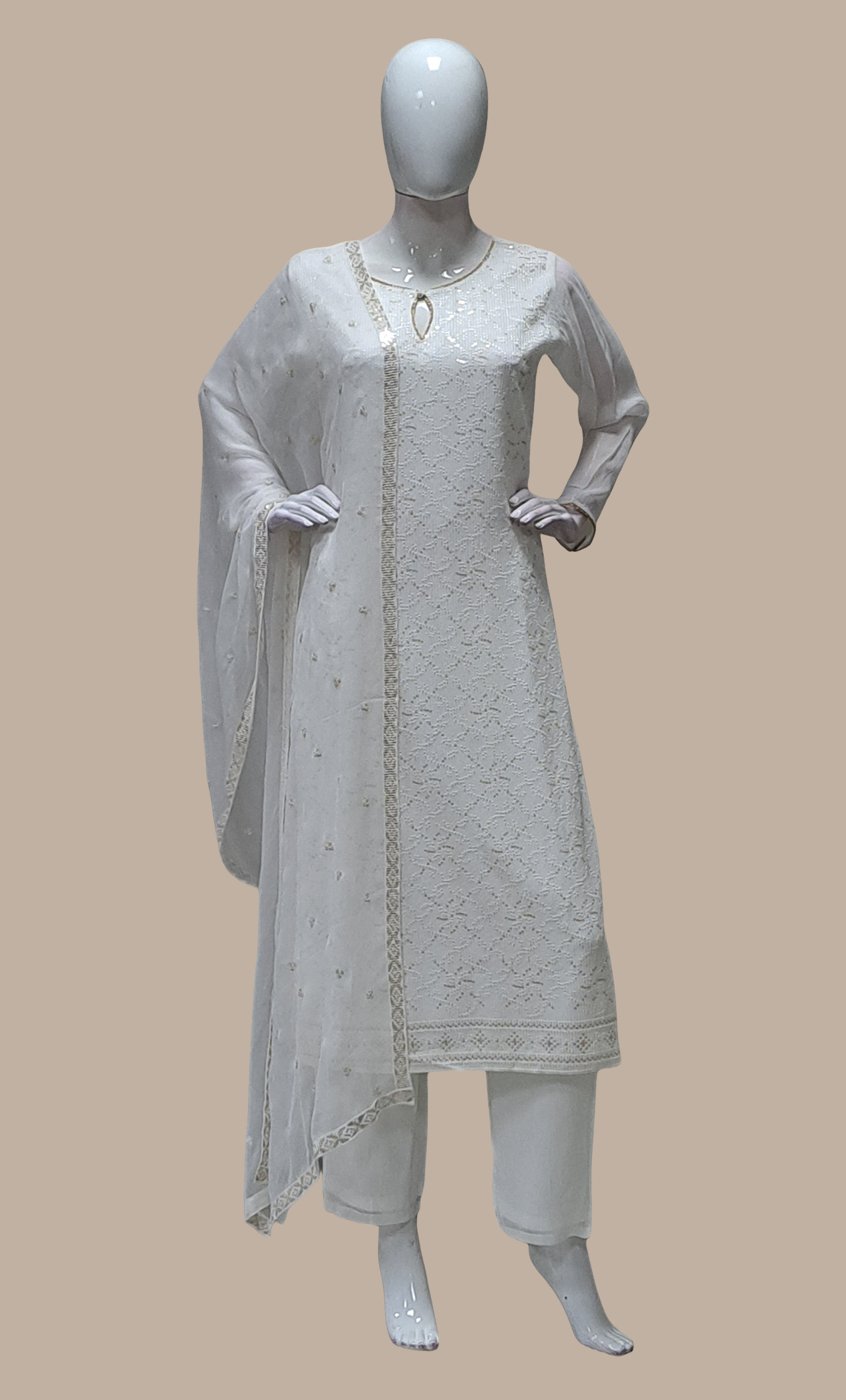 White Embroidered Punjabi