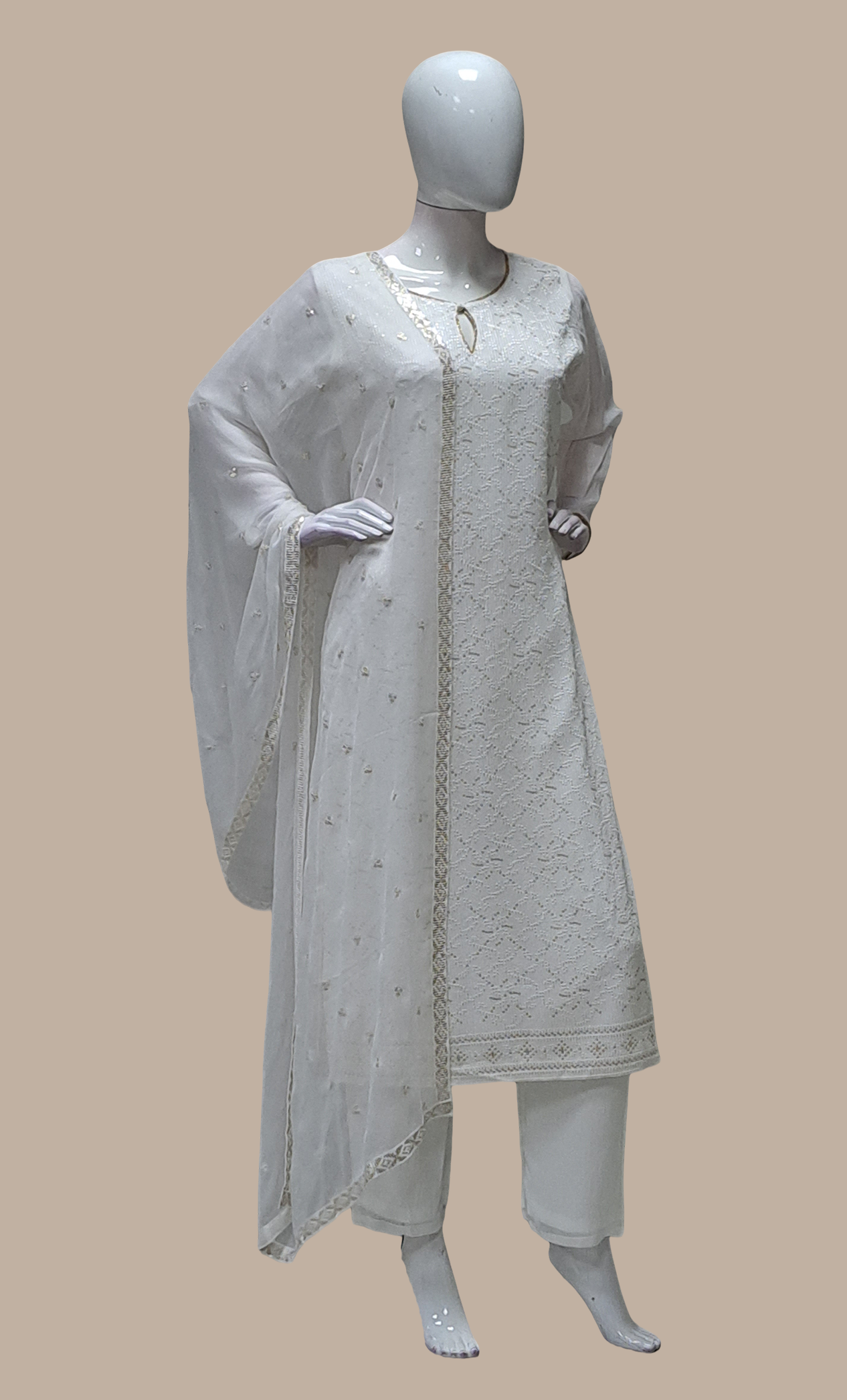 White Embroidered Punjabi