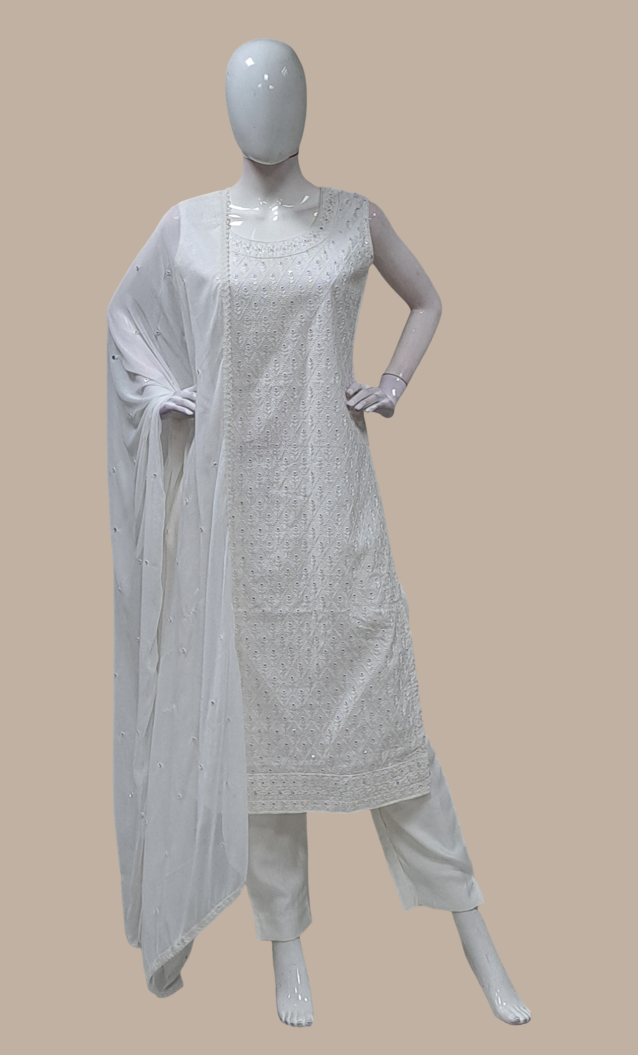 White Embroidered Punjabi