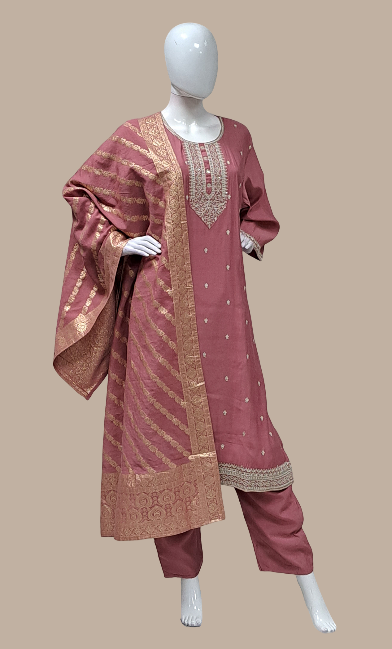 Dark Mink Embroidered Punjabi