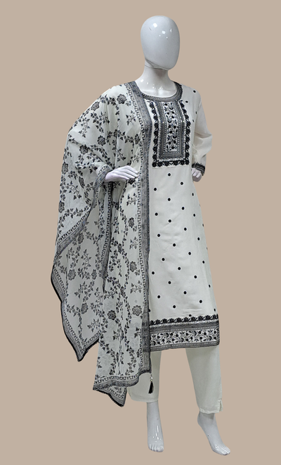 Cream Embroidered Punjabi