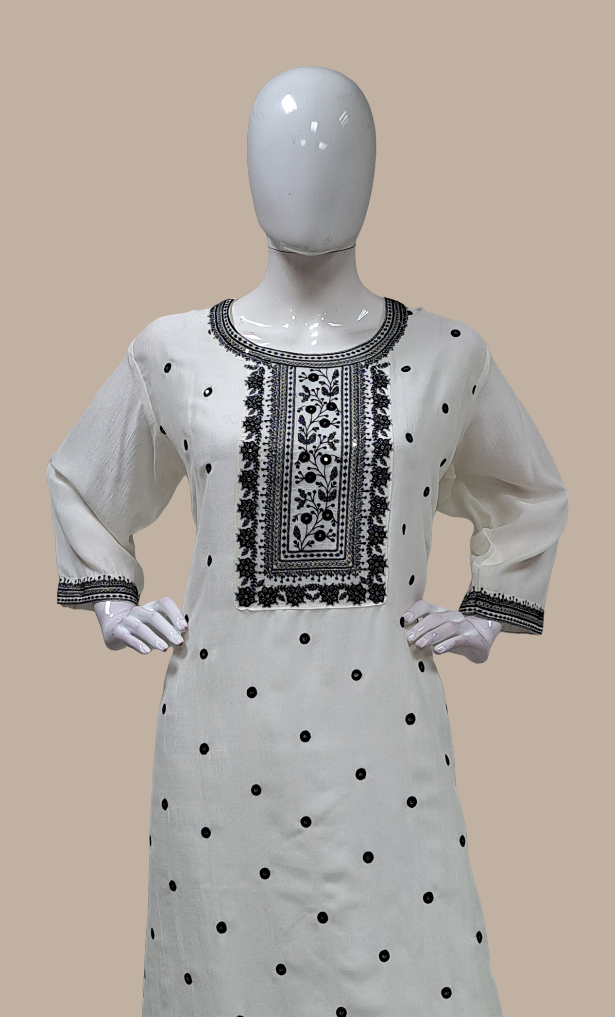 Cream Embroidered Punjabi