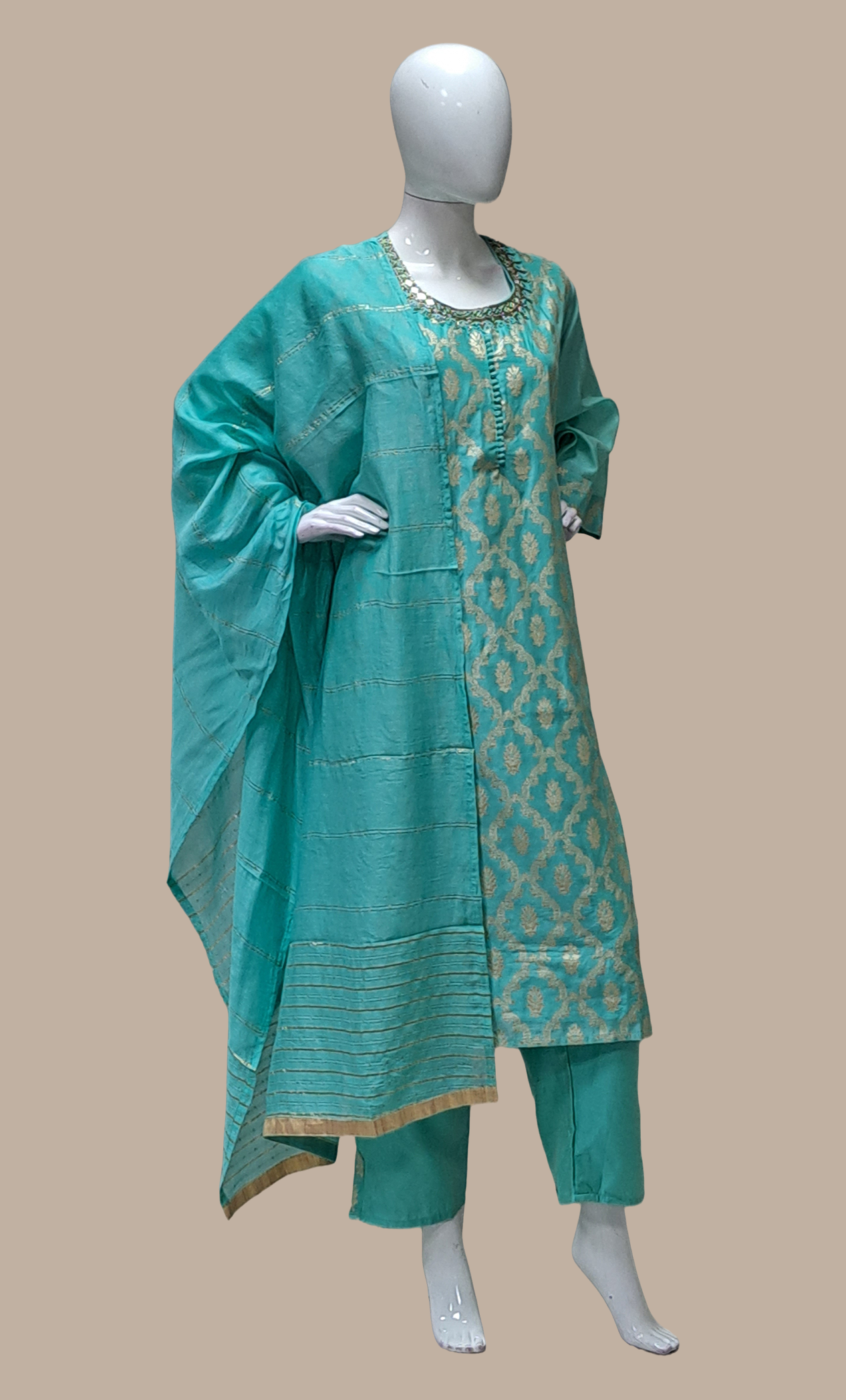 Deep Aqua Embroidered Punjabi