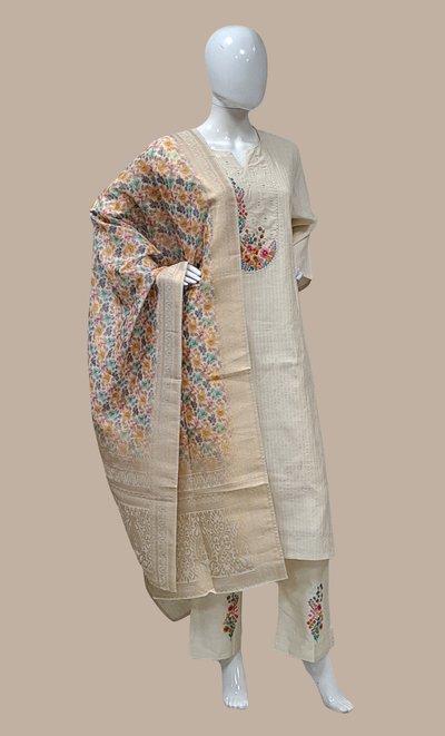 Cream Embroidered Punjabi