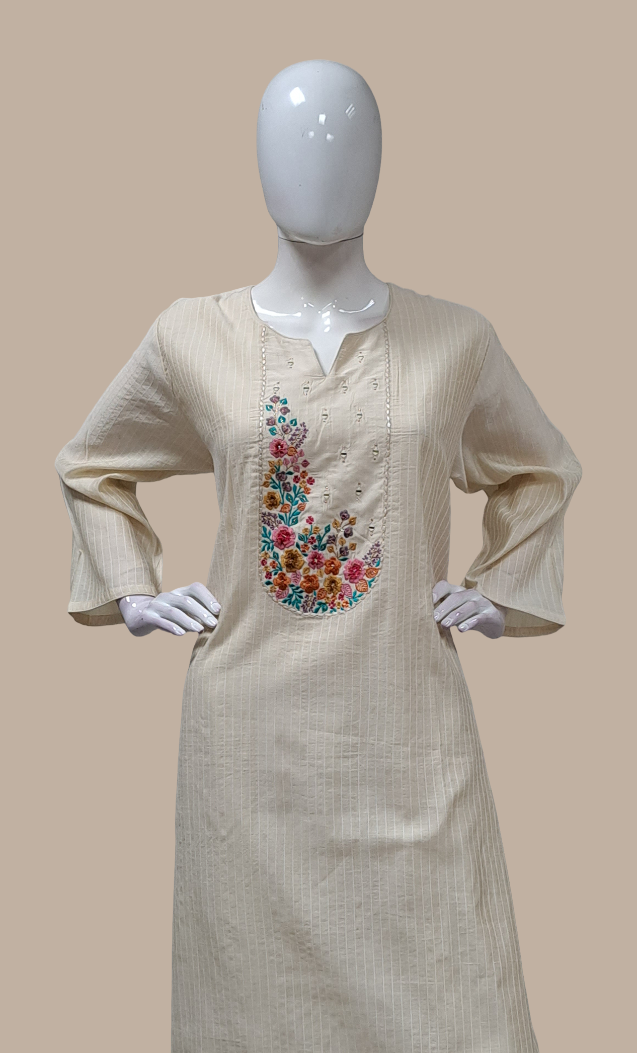 Cream Embroidered Punjabi