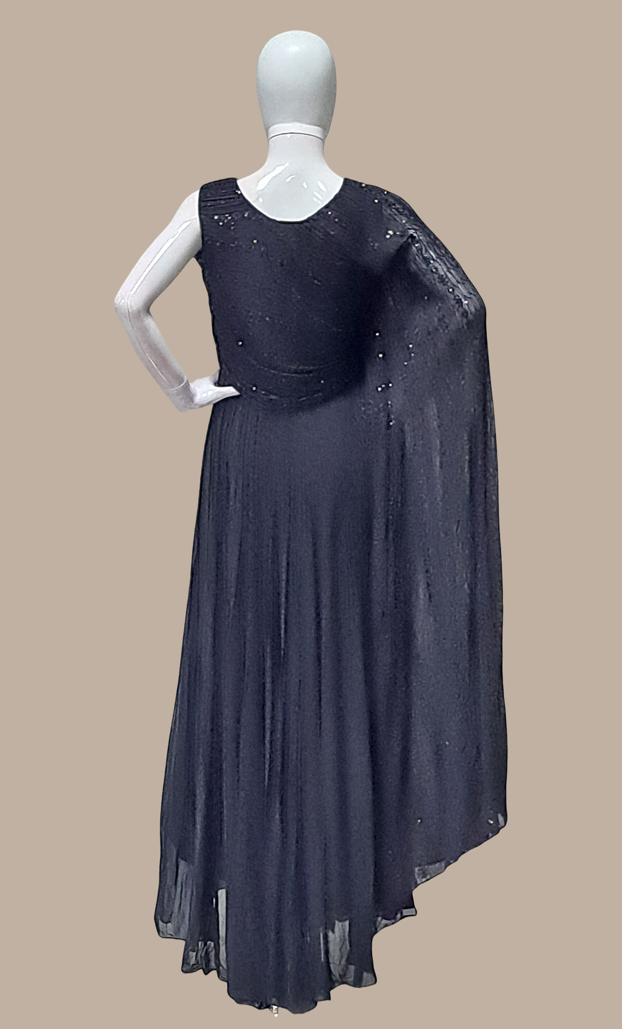 Black Embroidered Gown