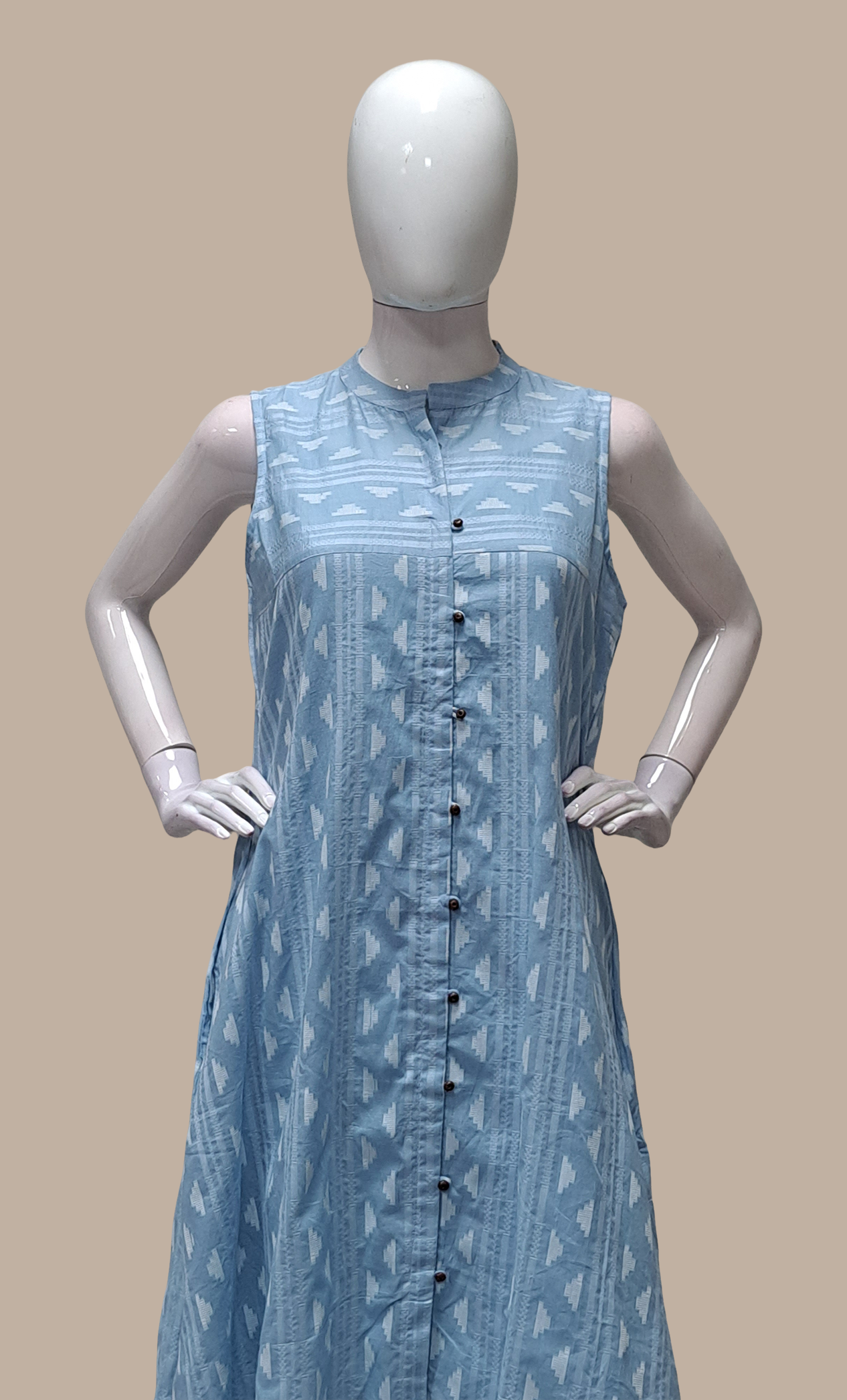 Powder Blue Printed Kurti Dress