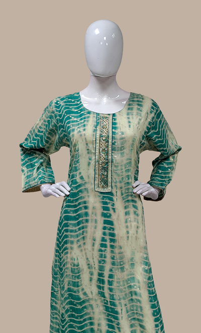 Deep Aqua Printed Kurti Top