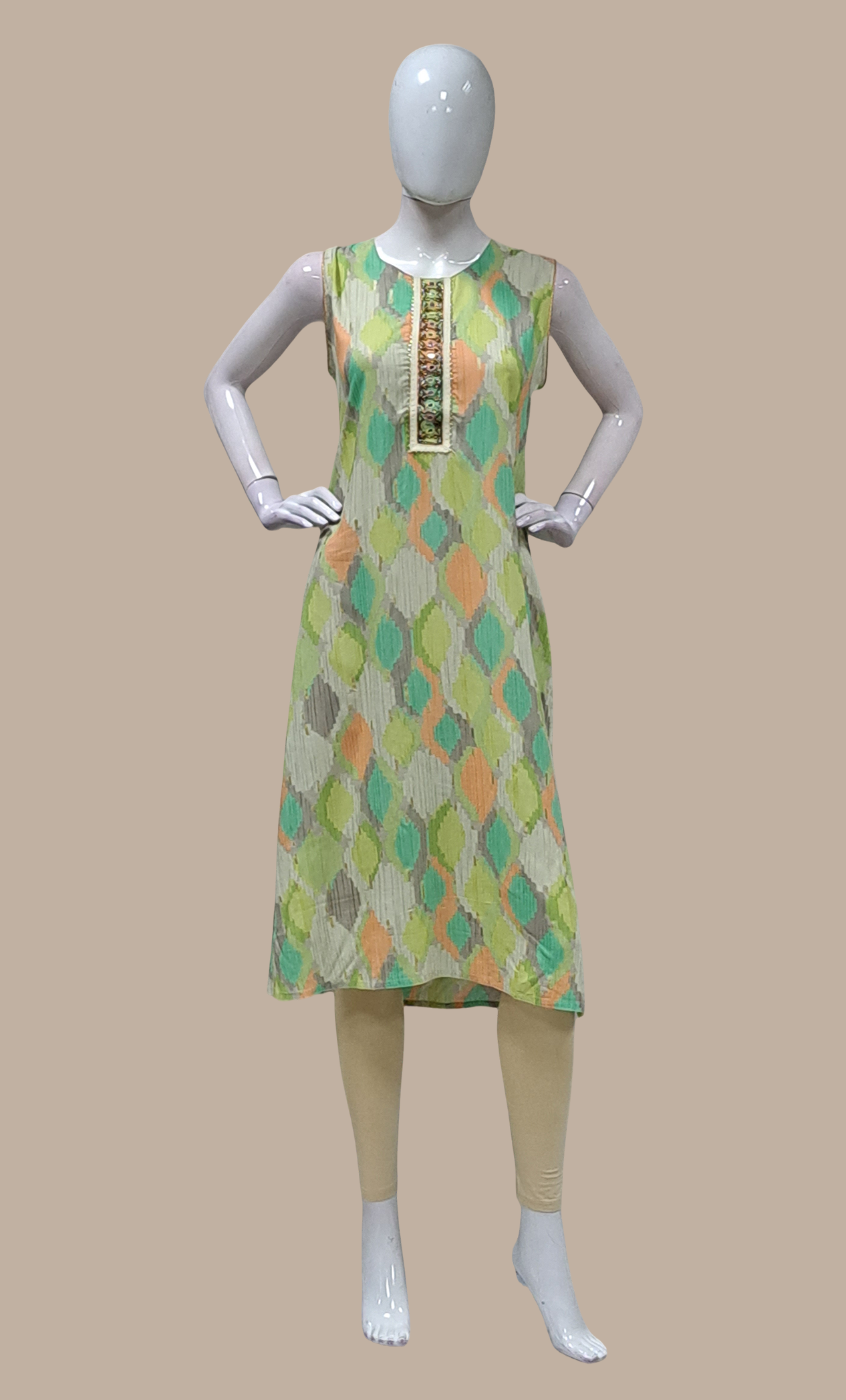 Olive Printed Kurti Top