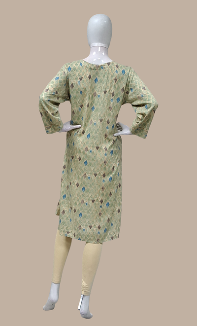 Light Olive Printed Kurti Top