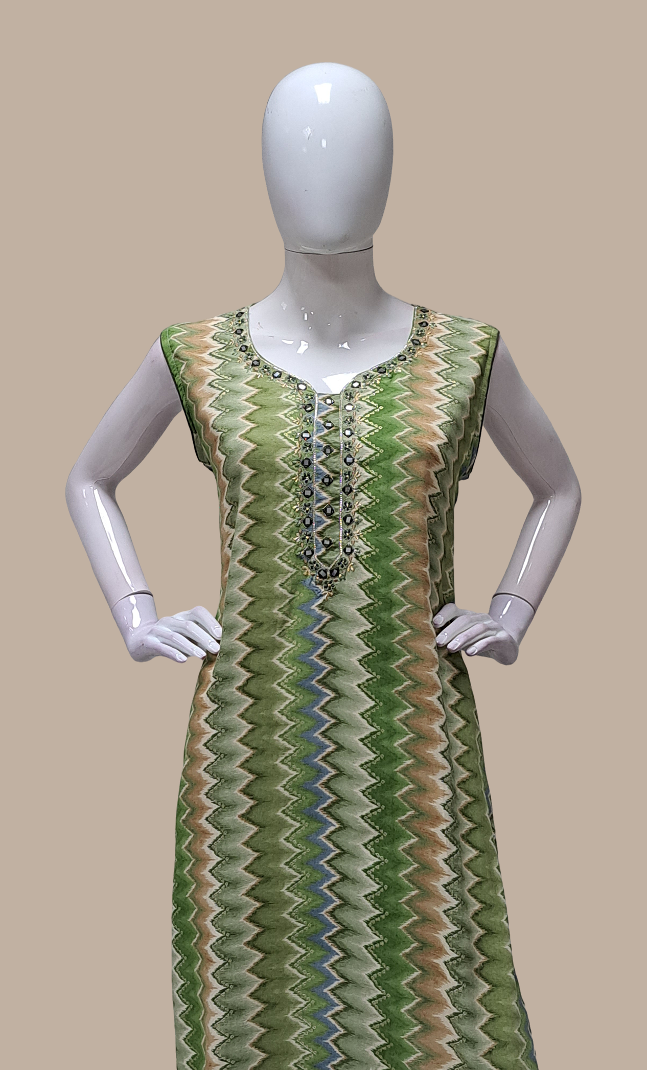 Mint Printed Kurti Top