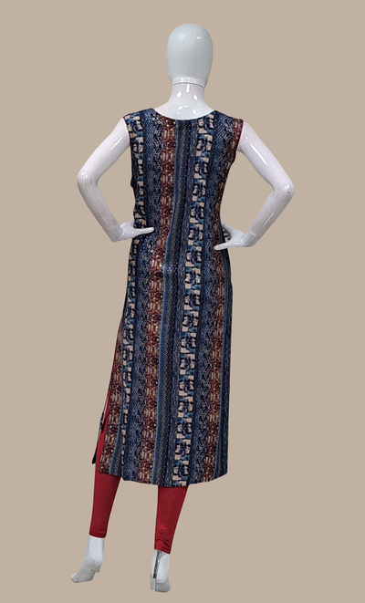 Navy Printed Kurti Top