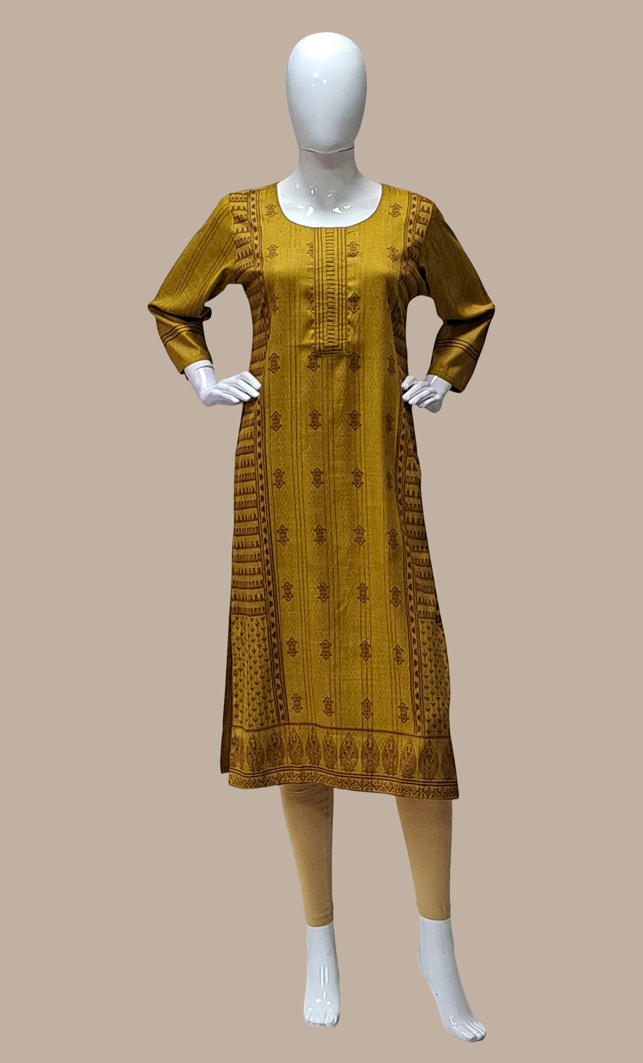 Dark Mustard Embroidered Kurti Top