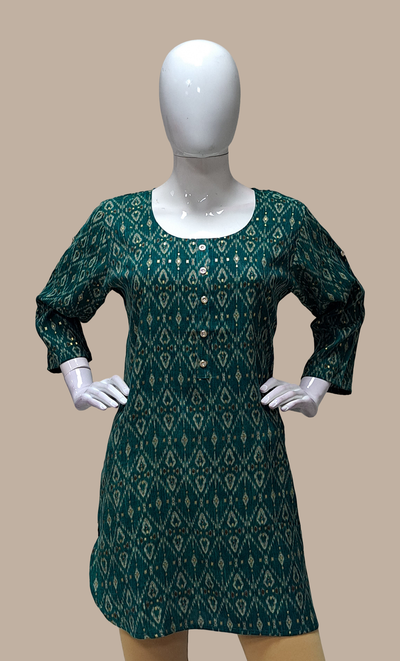 Deep Green Printed Kurti Top