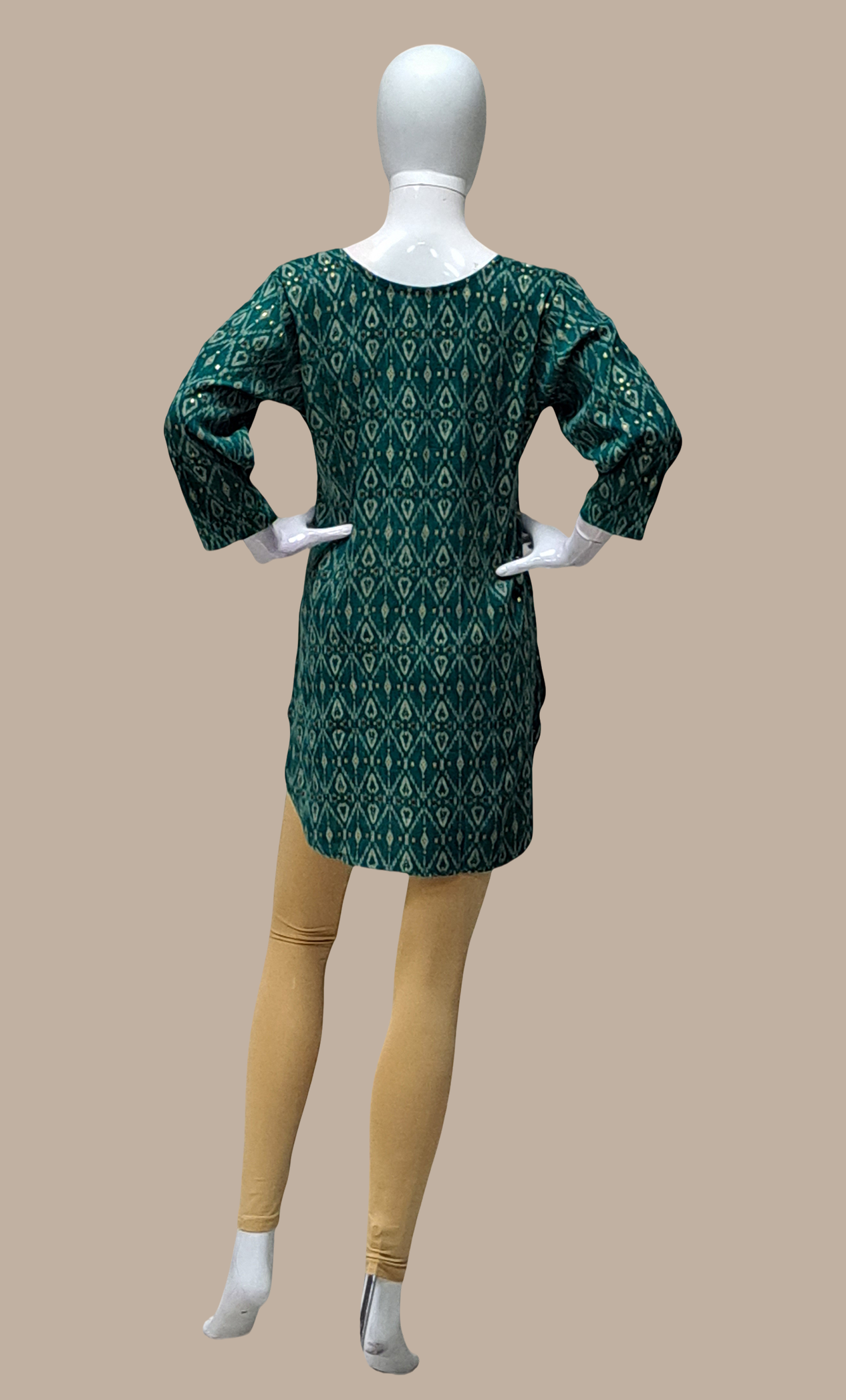 Deep Green Printed Kurti Top