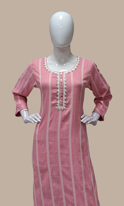 Deep Mink Embroidered Kurti Top