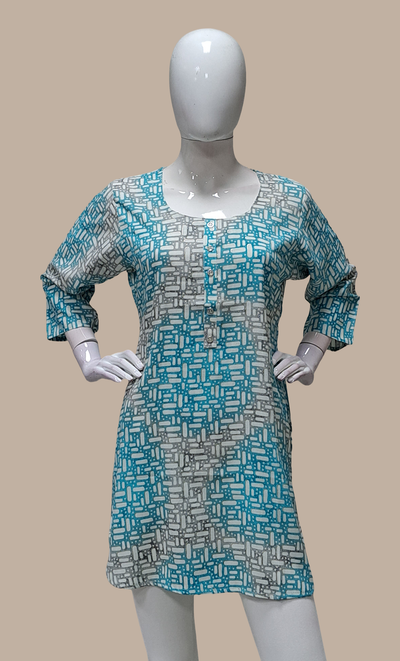 Blue Printed Kurti Top