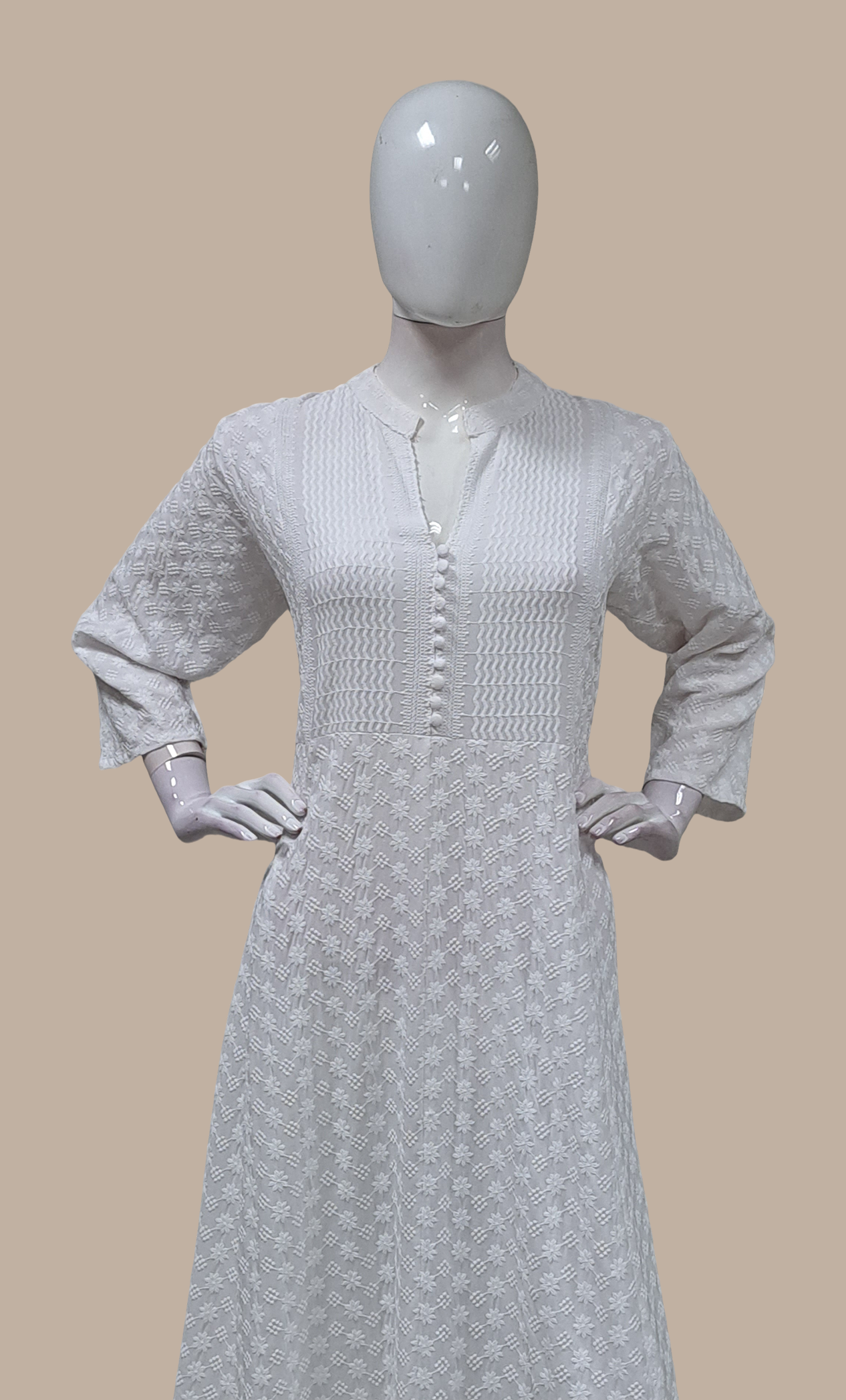 White Embroidered Kurti Dress