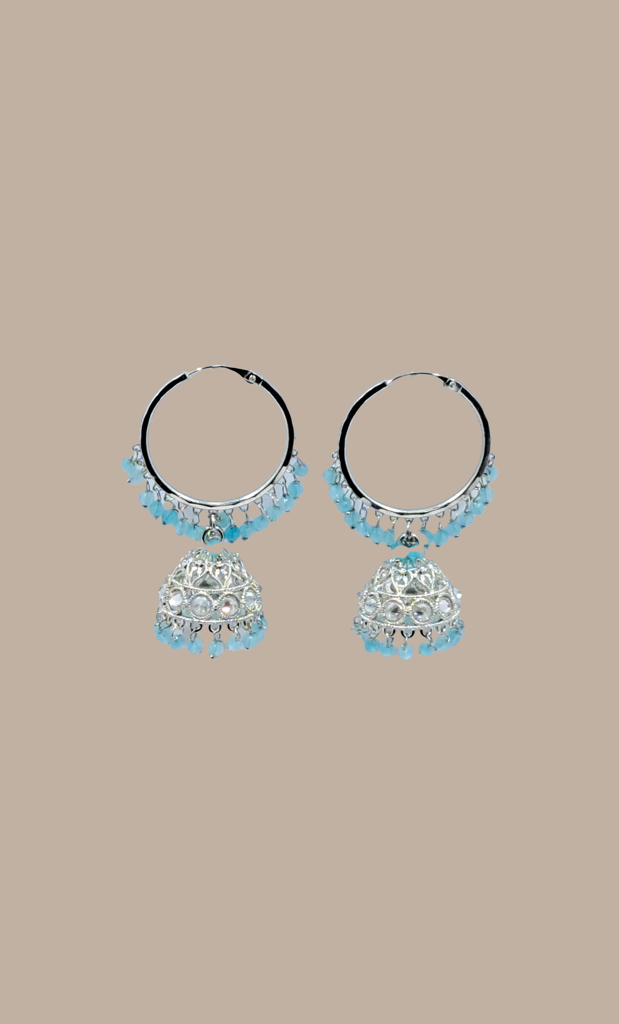 Light Blue Hoop Jumki Earrings