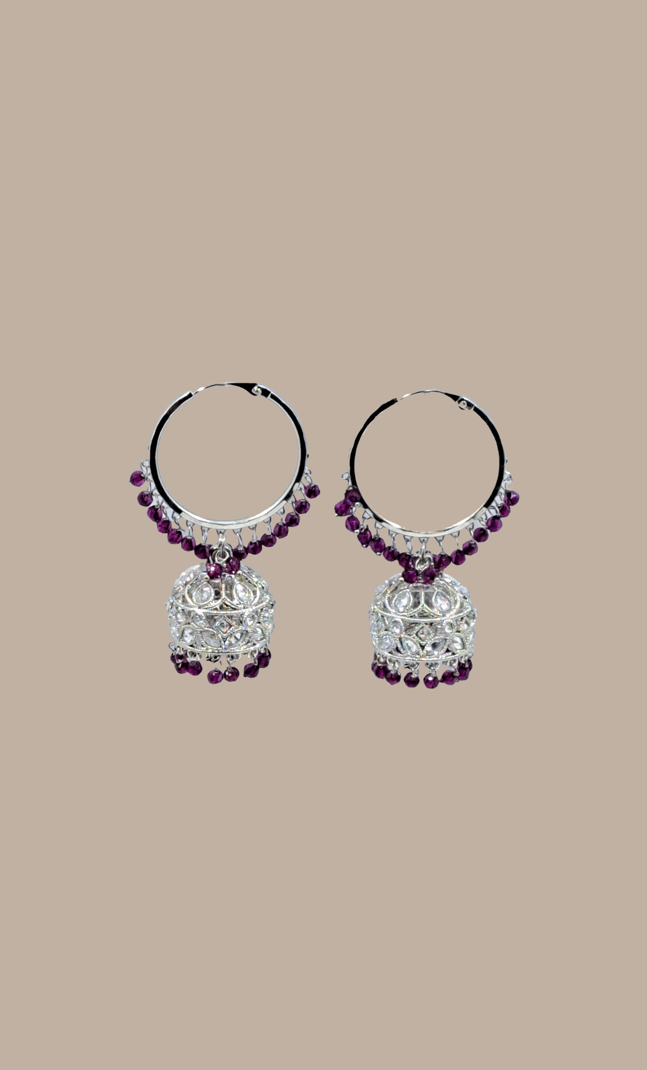 Purple Hoop Jumki Earrings