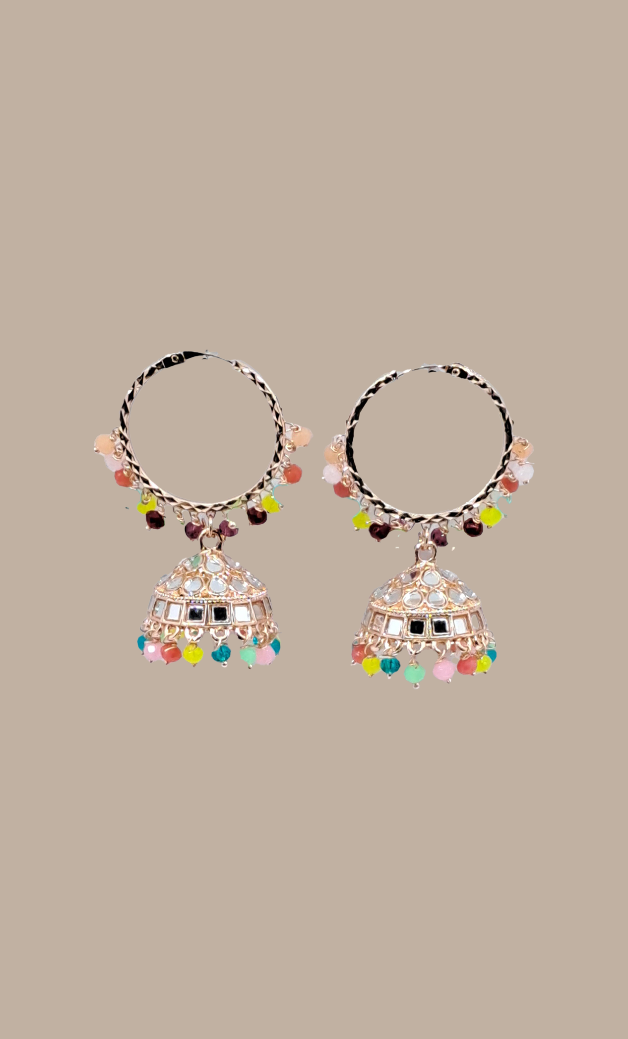 Multi-Colour Hoop Jumki Earrings