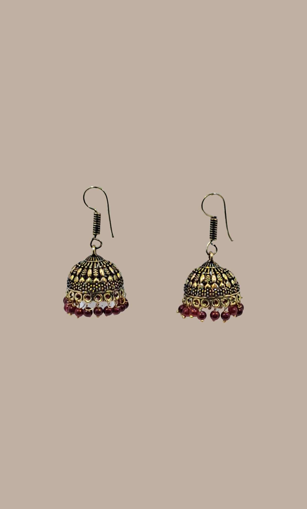 Dark Maroon Jumki Earrings