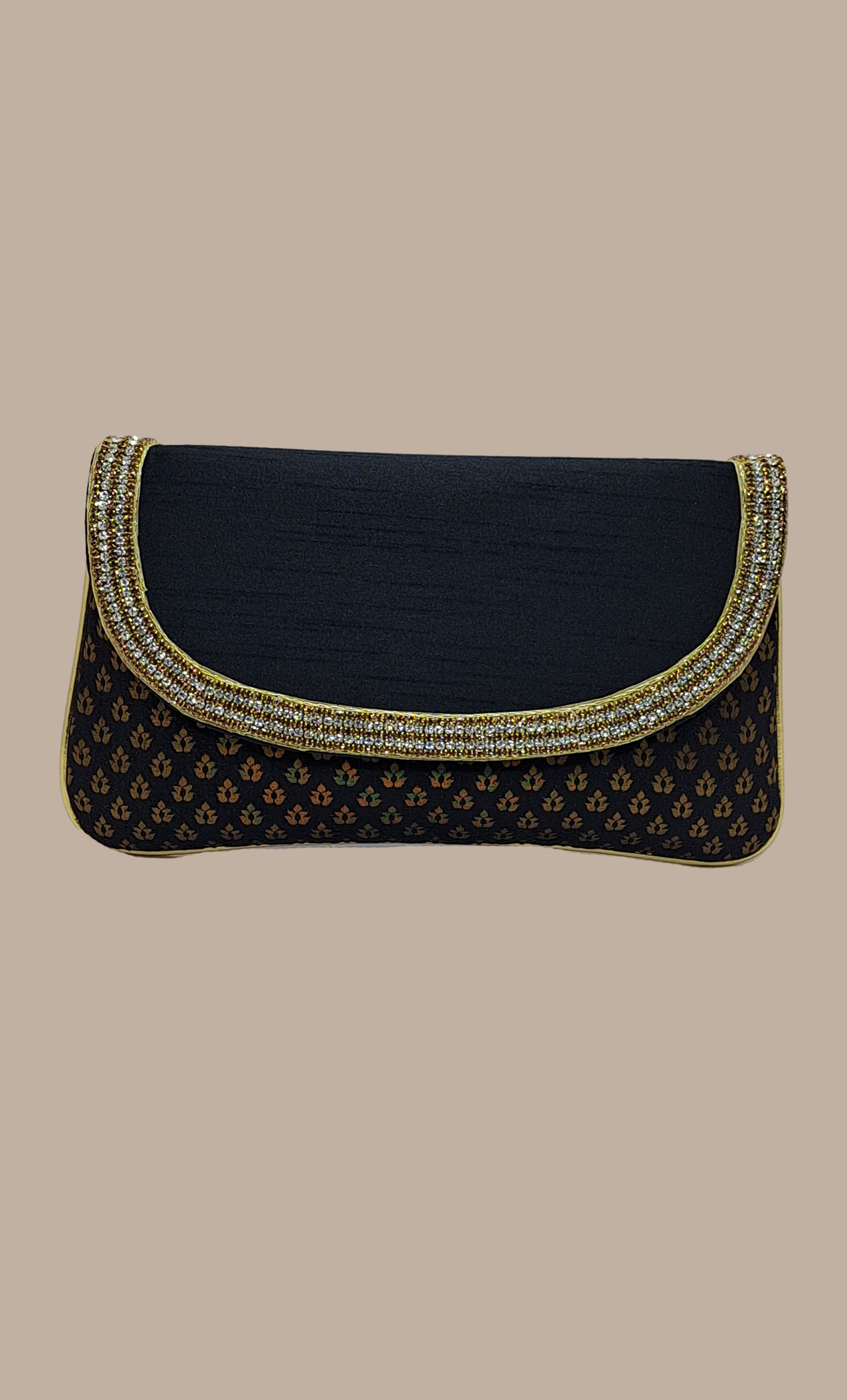 Black Embroidered Clutch