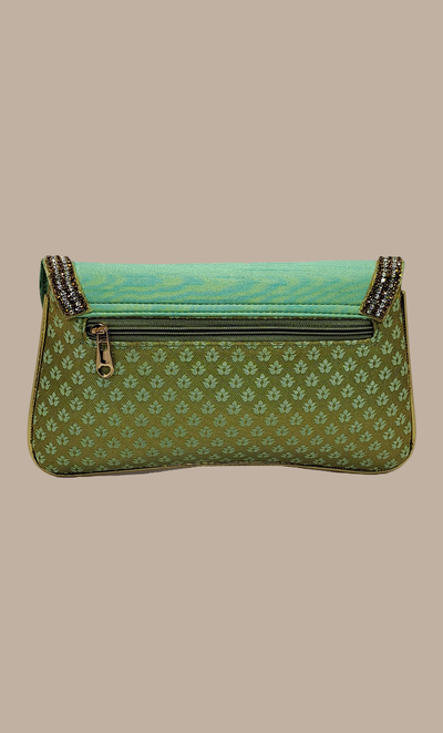 Mint Green Embroidered Clutch