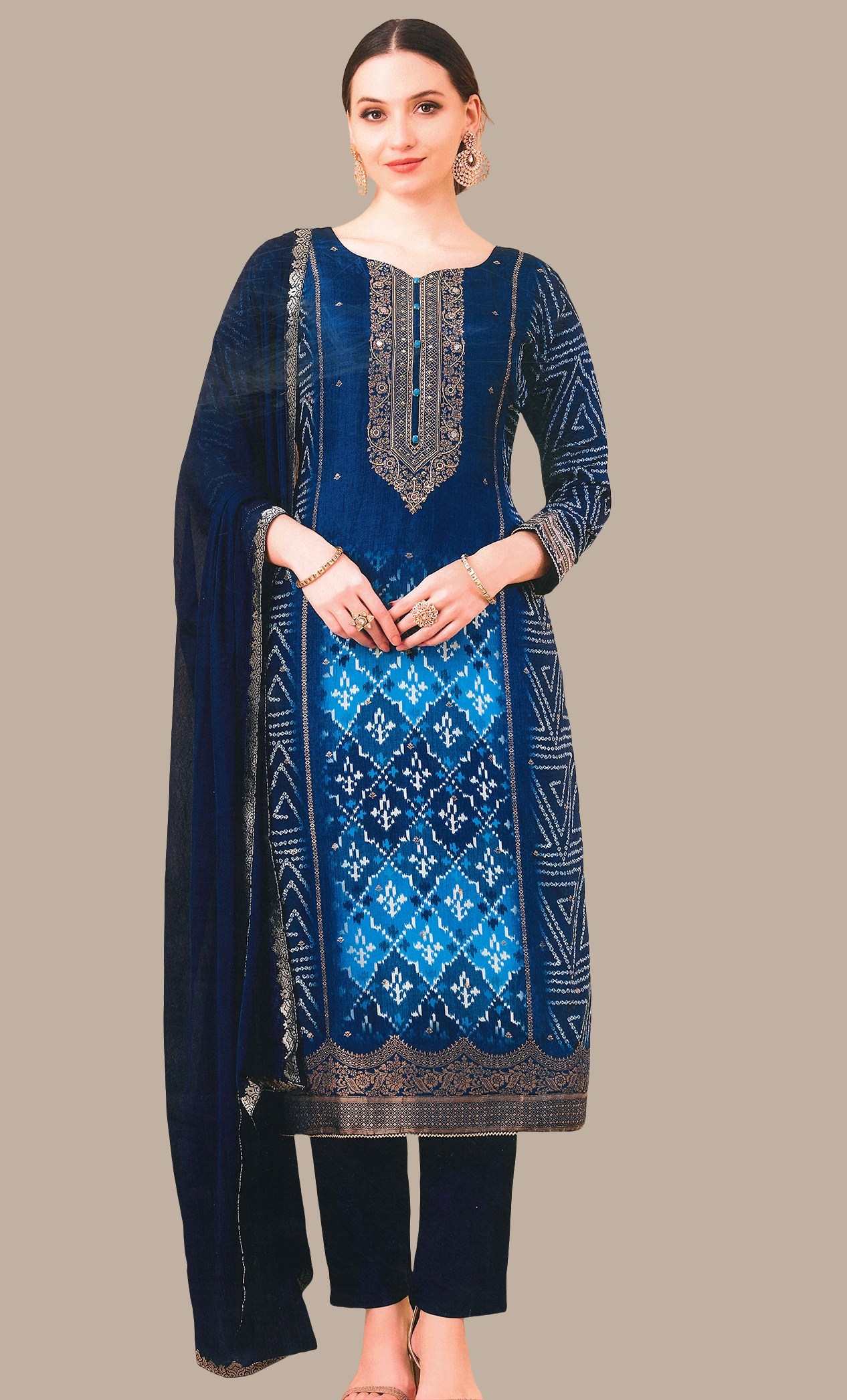 Deep Blue Embroidered Punjabi