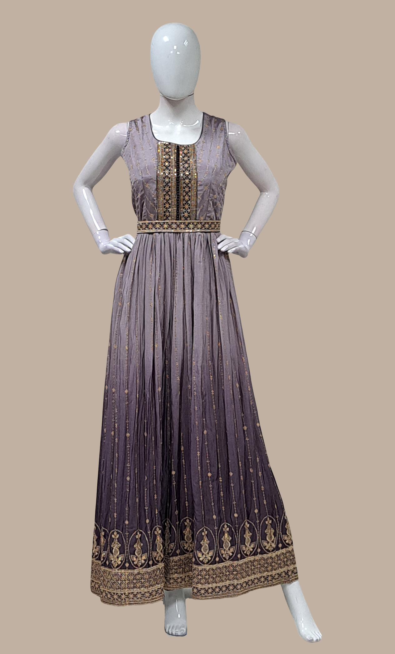 Mauve Embroidered Gown & Dupatta