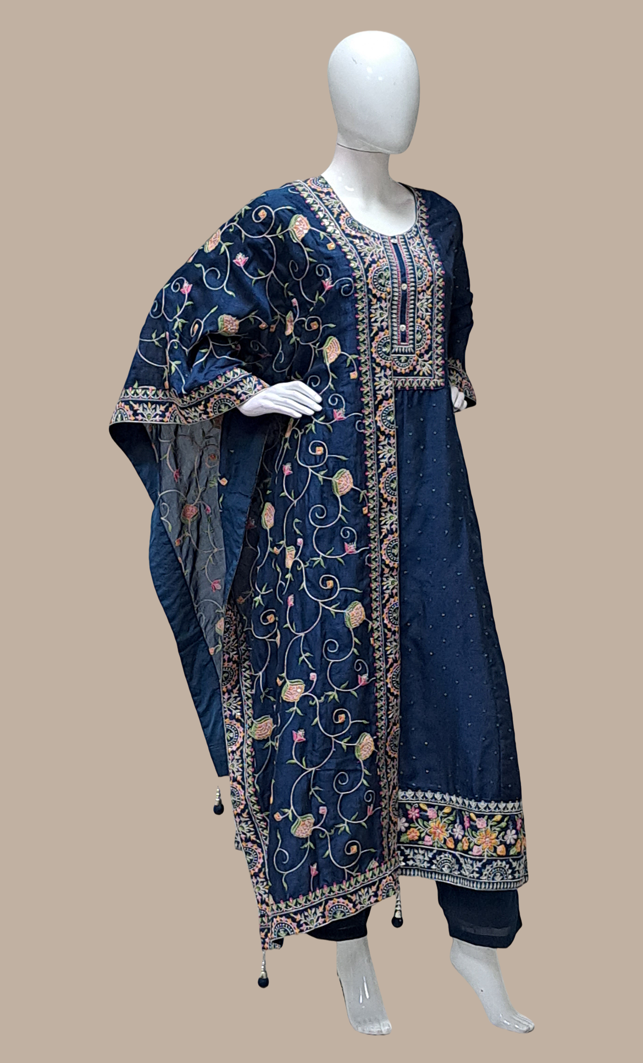 Deep Teal Embroidered Punjabi