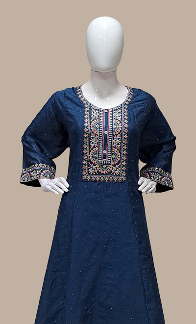 Deep Teal Embroidered Punjabi