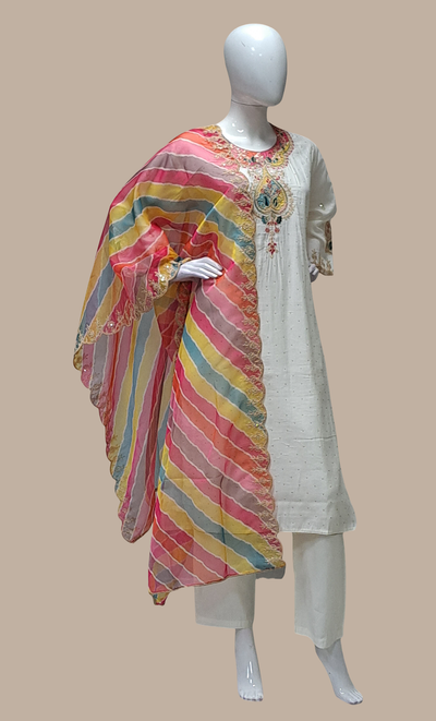 Cream Embroidered Punjabi