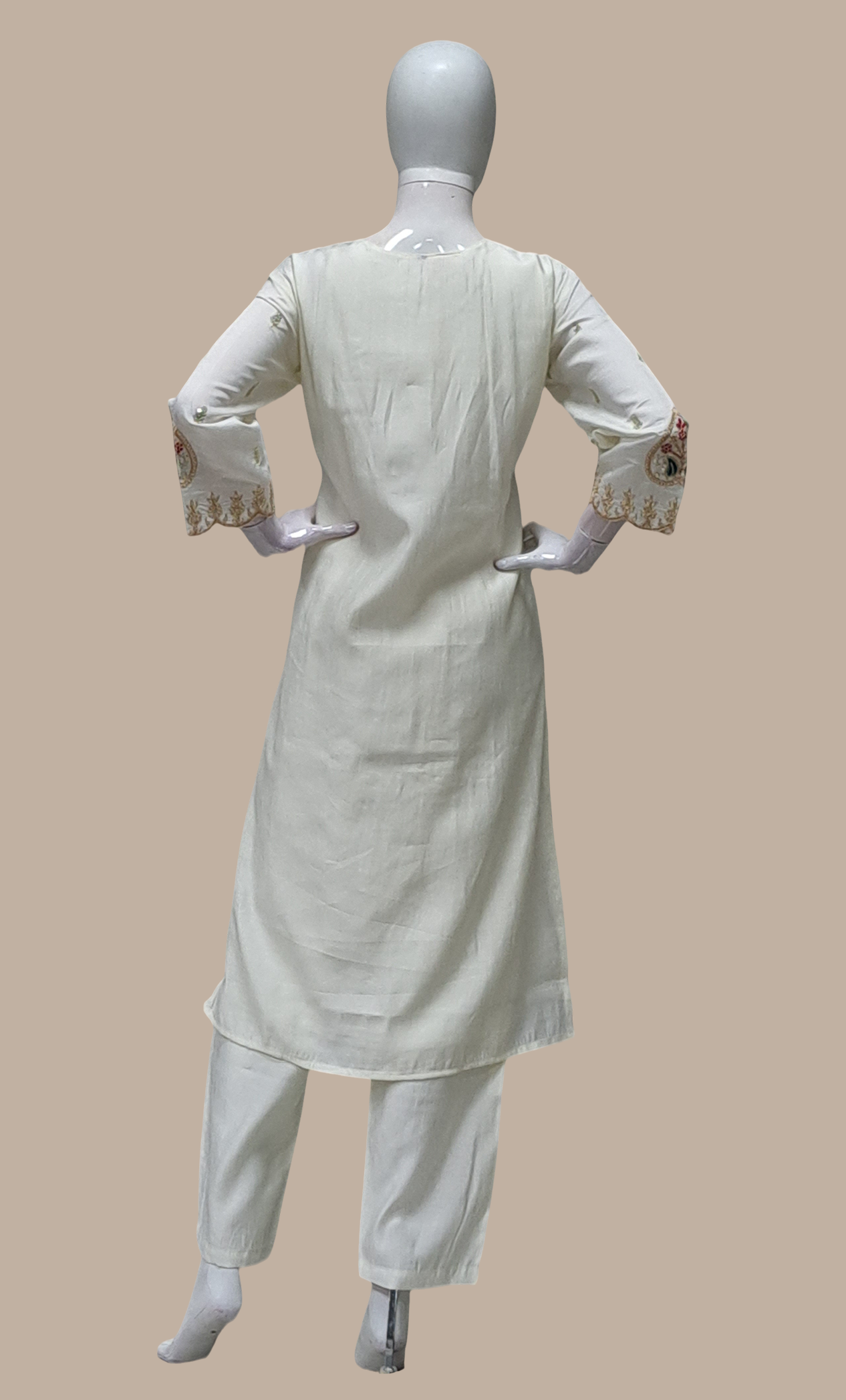 Cream Embroidered Punjabi