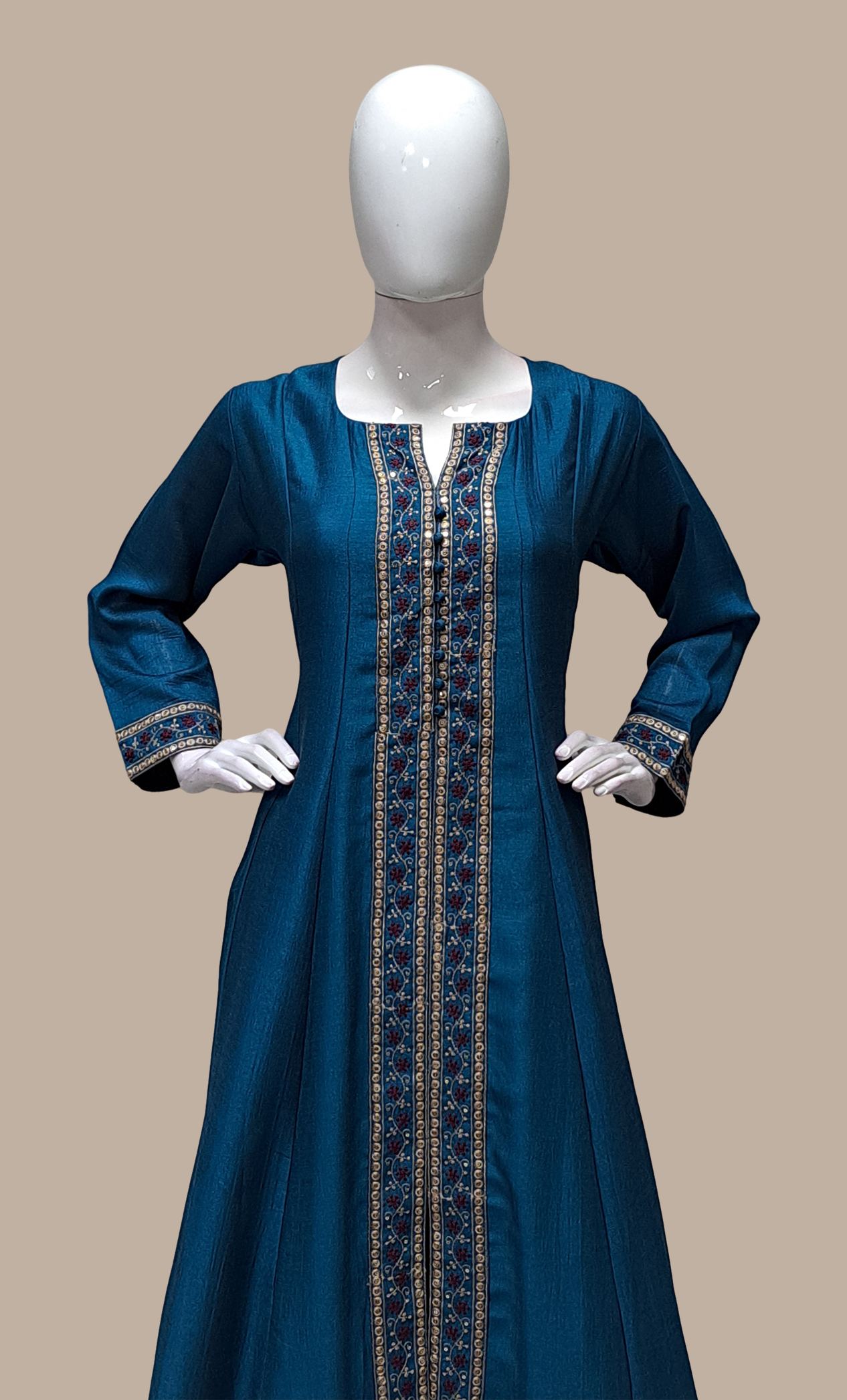 Deep Teal Embroidered Punjabi