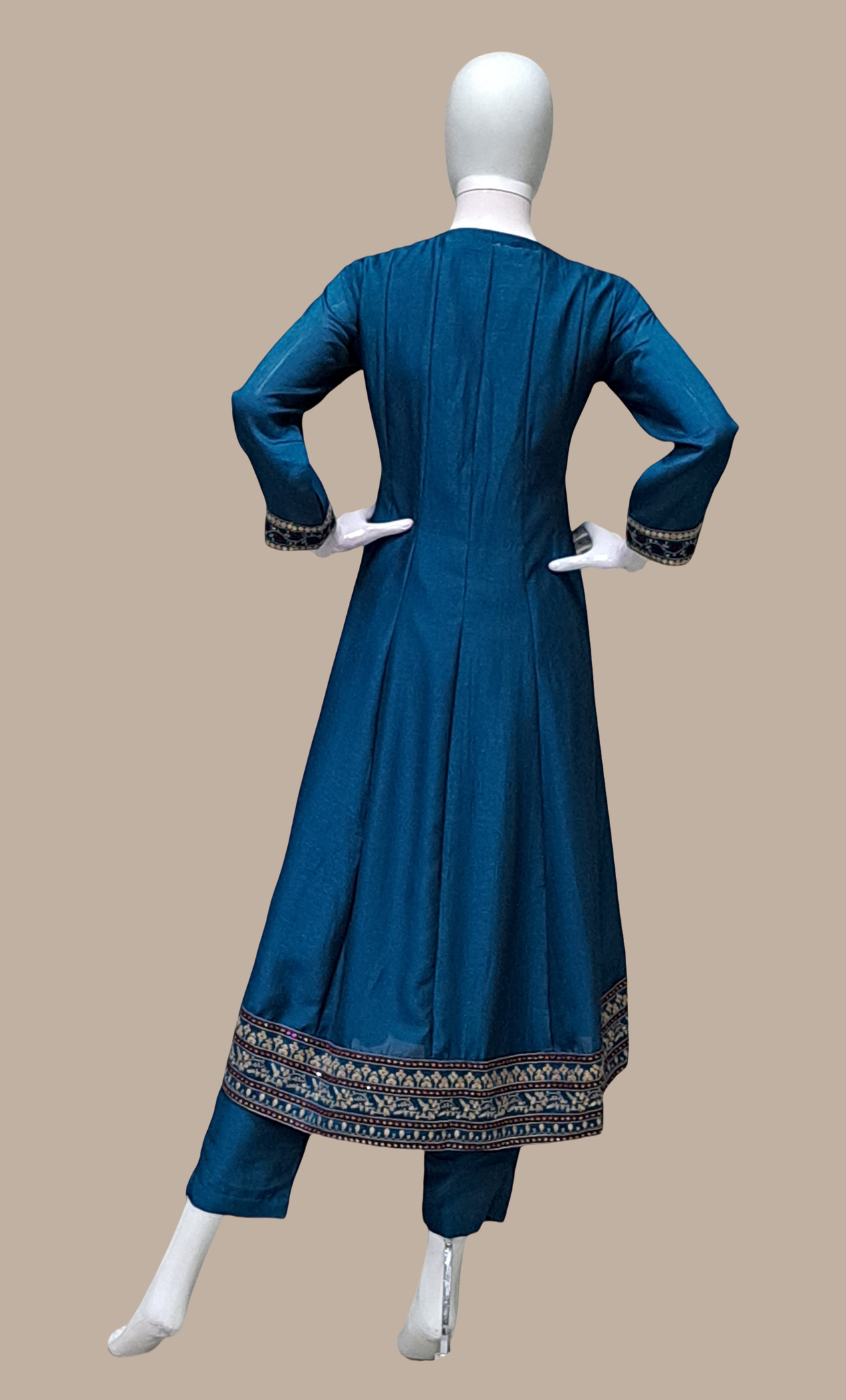 Deep Teal Embroidered Punjabi