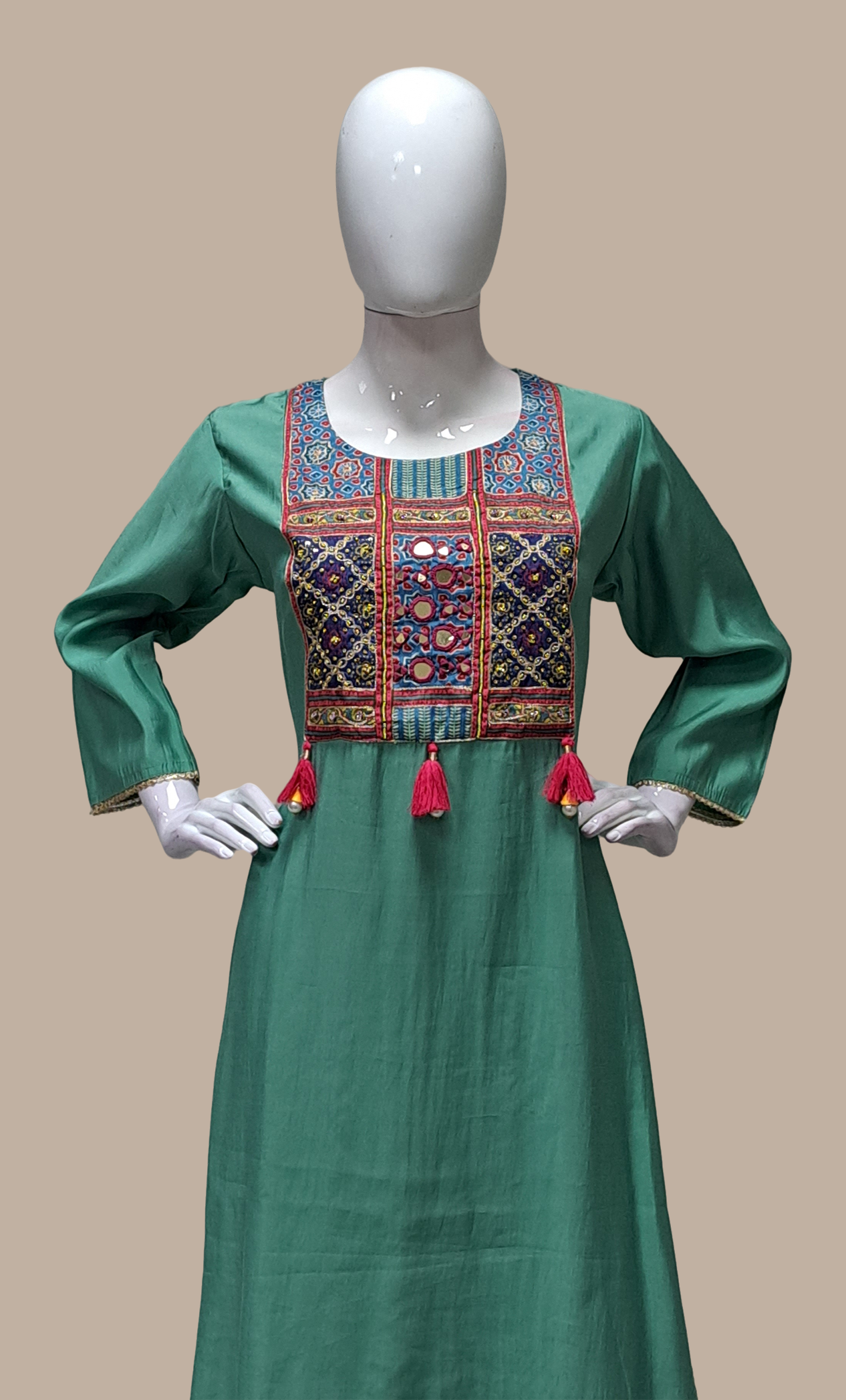 Deep Sea Green Embroidered Punjabi