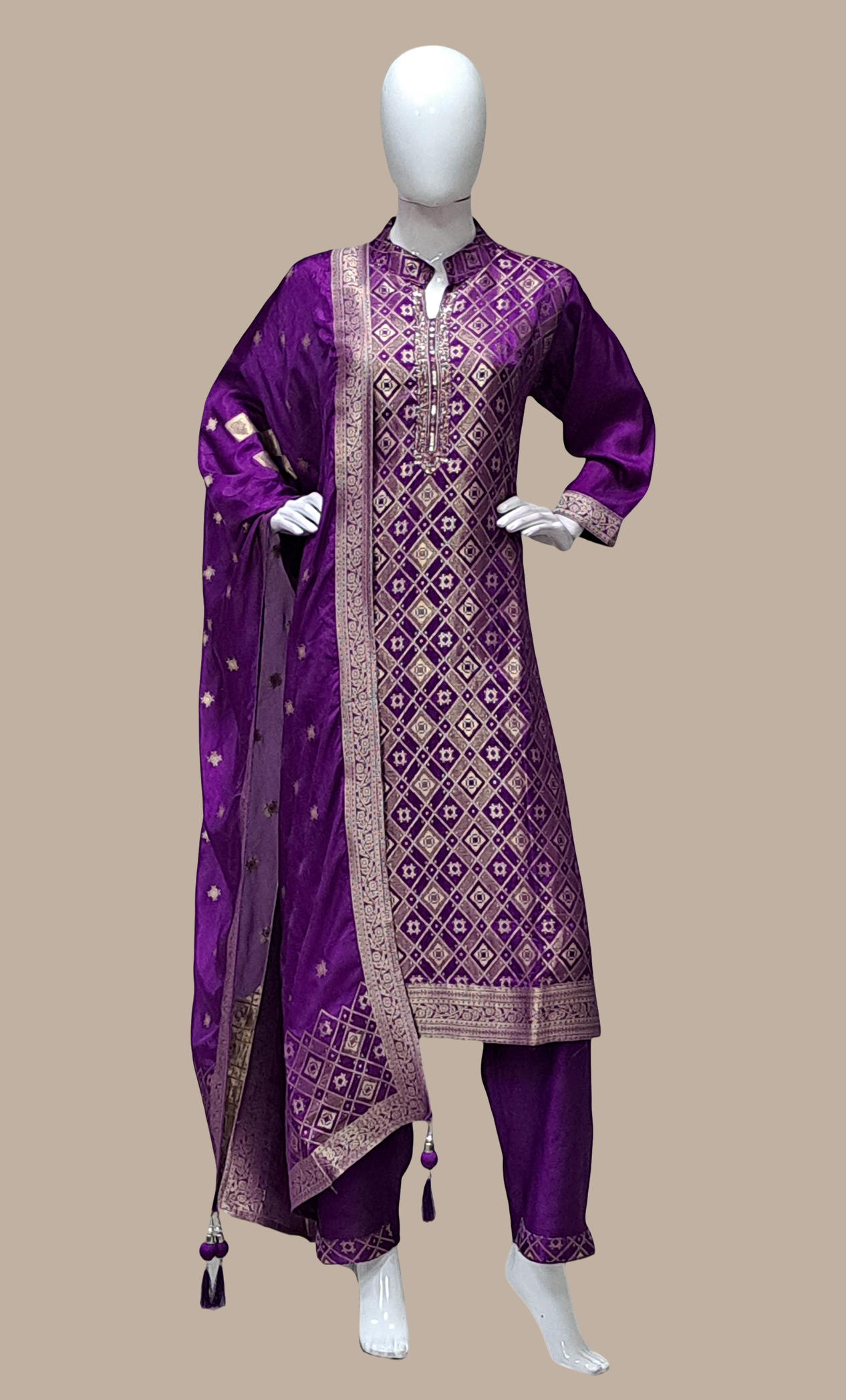 Purple Embroidered Punjabi