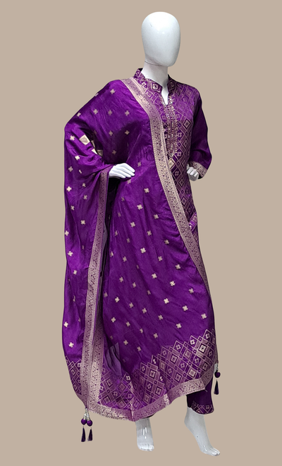 Purple Embroidered Punjabi