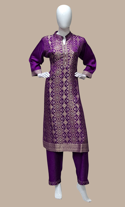 Purple Embroidered Punjabi