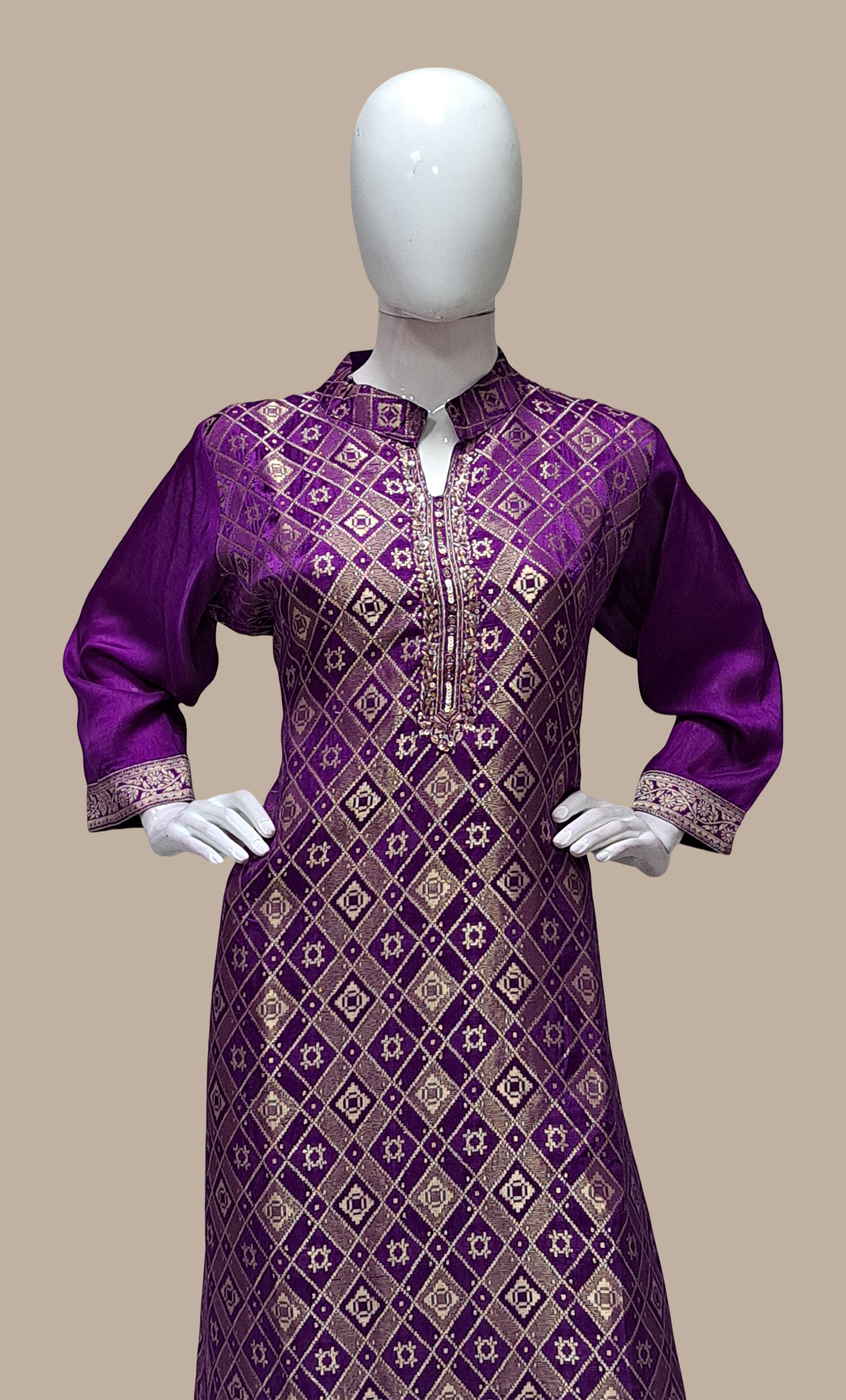 Purple Embroidered Punjabi