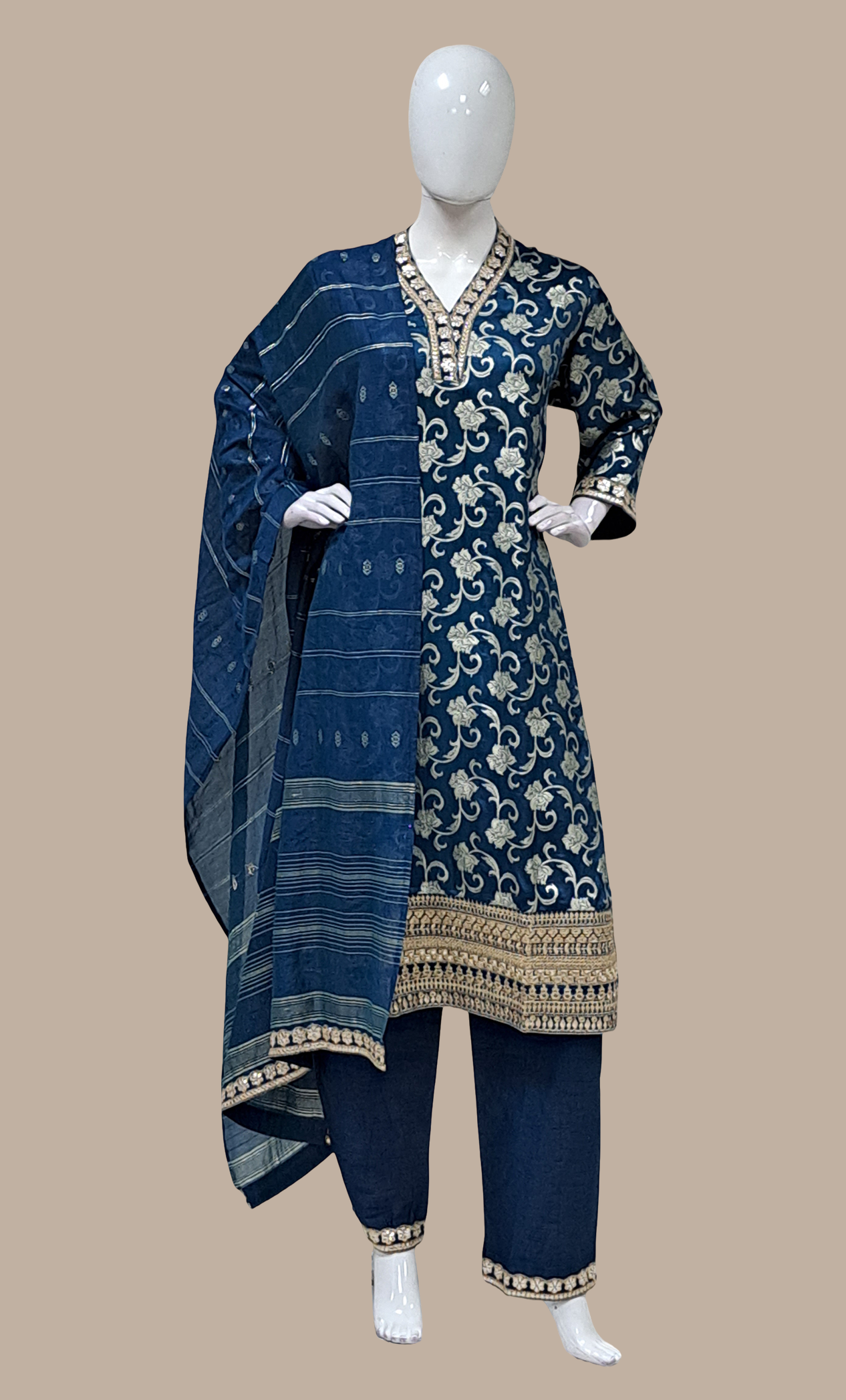 Teal Embroidered Punjabi