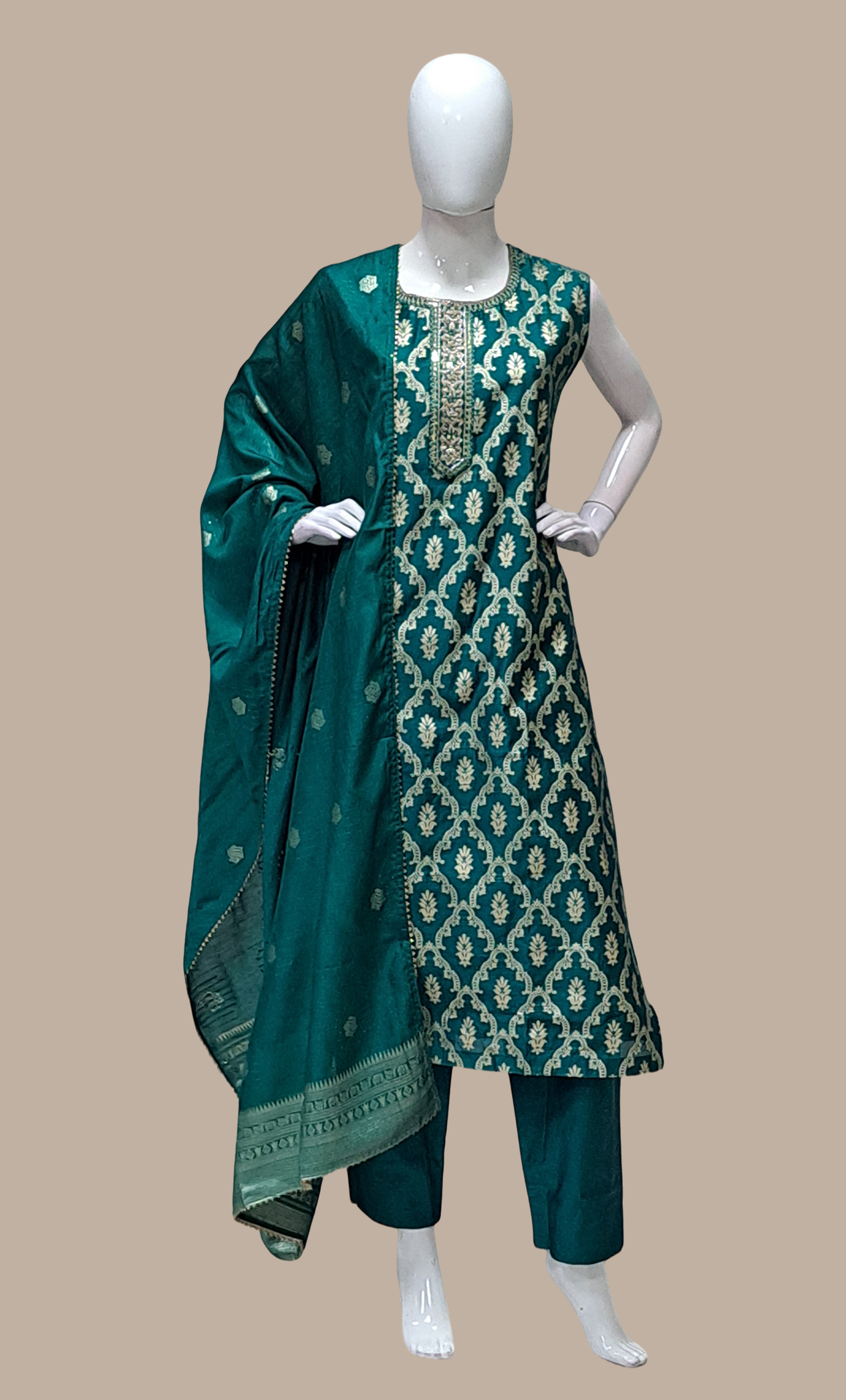 Emerald Green Embroidered Punjabi