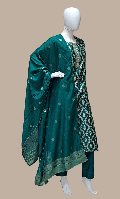 Emerald Green Embroidered Punjabi